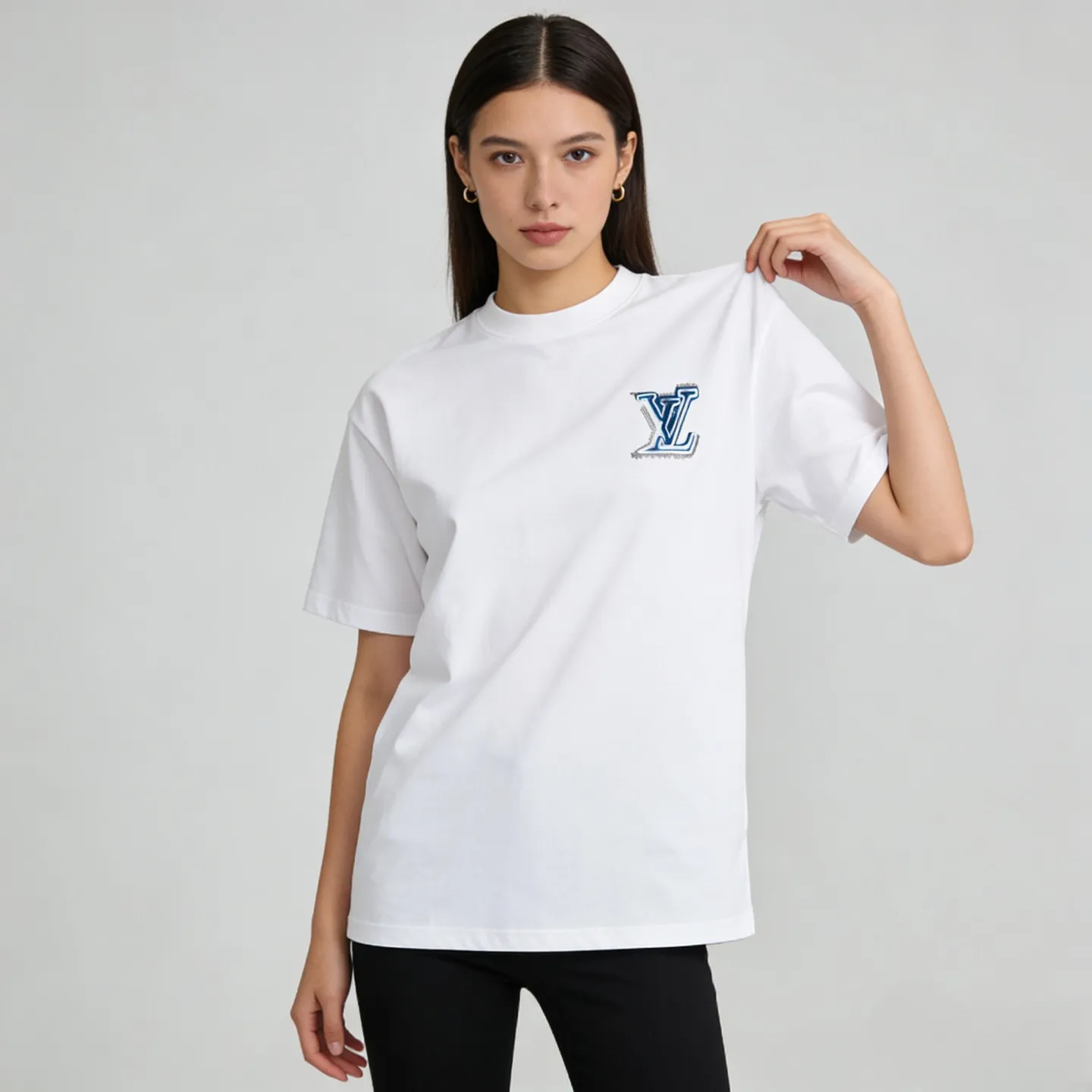 Louis Vuitton/Louis Vuitton short sleeves with front and rear letter logo embroidery